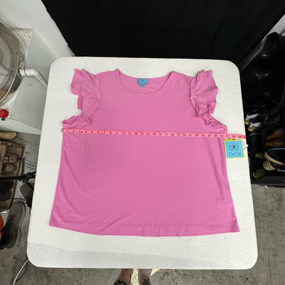 CeCe valentine Pink Ruffle Sleeve Blouse NWT - Picture 7 of 7